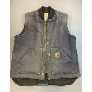 Carhartt Detroit Blue Vest Distressed Quilted Lining XL Tall V02 MDT USA Made